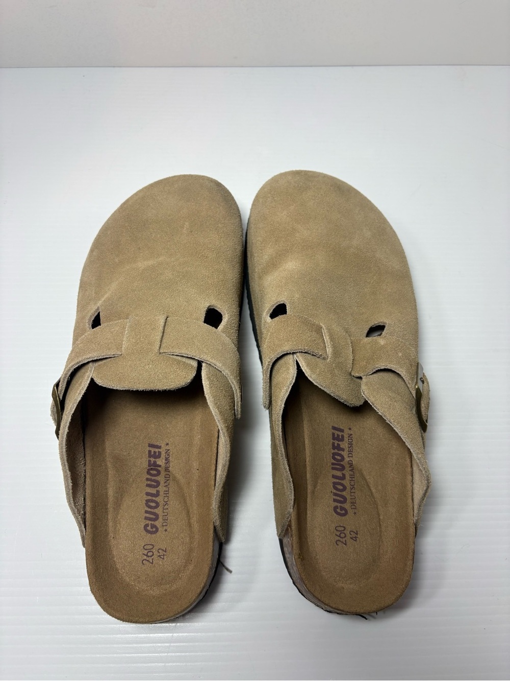 Taupe Suede Mule Clogs - Women's